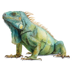 Iguana, watercolor painting, vector illustration, isolated on a white background.