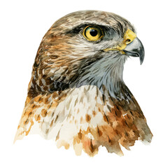 Hawk, watercolor painting, vector illustration, isolated on a white background.