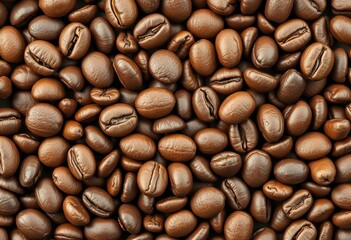 Obraz premium Close-up view of coffee beans arranged in a geometric pattern, organic, macro