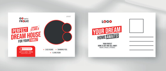Real Estate Postcard Template Dream House Flyer Property Sale Marketing Design

