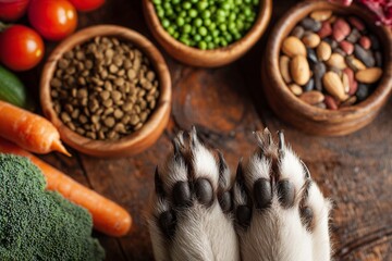 Various dried spices and herbs fill a wooden bowl on a rustic table, highlighting the rich ingredients