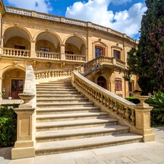 Fototapeta premium Grand stone staircase leading to a historic building