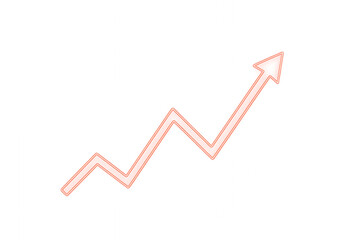 Red zigzag arrow pointing upwards isolated on transparent background