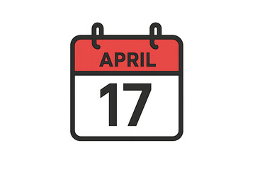 Fototapeta premium April 17th calendar page icon isolated on transparent background