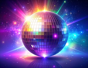Colorful disco ball on a vibrant background