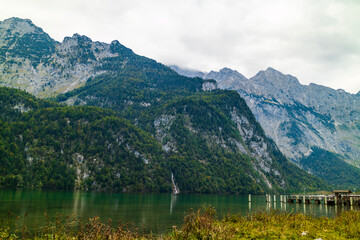 Beautiful scenery of the famous clear lake in Germany, Konigssee.