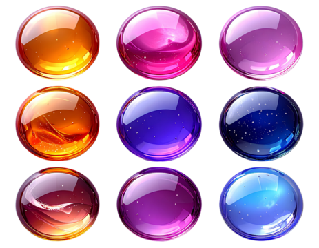 Shiny glossy button shapes, PNG