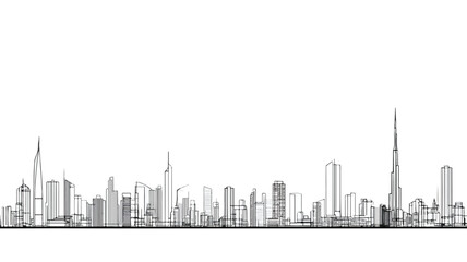 Minimalist City Skyline Outline Simple Monochrome Image