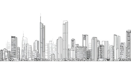 Fototapeta premium Contemporary Urban Skyline with Tall Buildings in Modern Downtown District