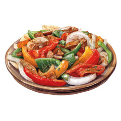 Fajita Platter in watercolor style, vector illustration, isolated on white background.