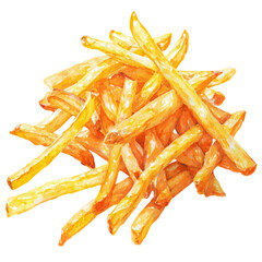 A watercolor painting of French Fries, vector illustration on white background.