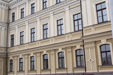 The facade of the building in the classic style