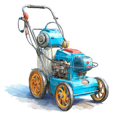 Watercolor vector illustration of Home Pressure Washer, isolated on white background.