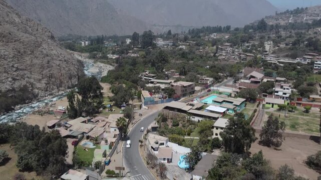 Aerial view of chosica town in lima, peru