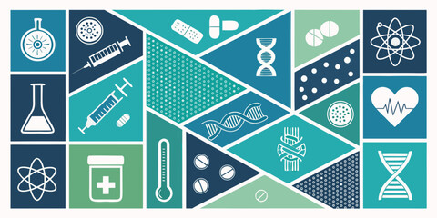 vector set of medical icons with abstract background 