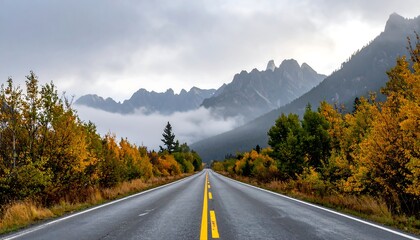Scenic Mountain Road in Autumn.
