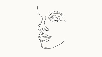 Minimalistic One Line Abstract Female Face Outline Art