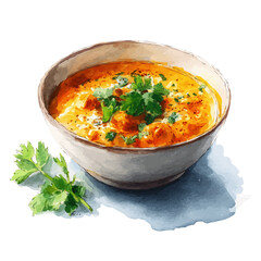 A watercolor painting of Curry, vector illustration on white background.