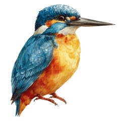 Kingfisher in watercolor style, vector illustration, isolated on white background.