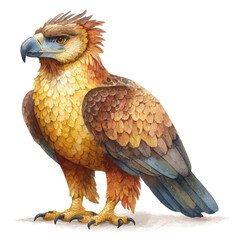 Griffin in watercolor style, vector illustration, isolated on white background.
