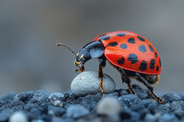 Ladybird carrying a ladybird on its back.