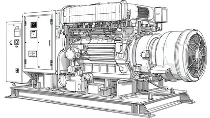 Industrial Power Plant Outline Vector Illustration for Designs and Graphics