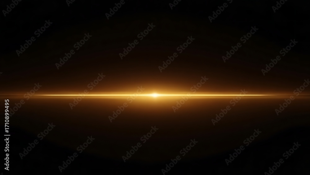 Poster abstract glowing golden line. a modern minimalist design with a sleek laser beam on a dark backgroun