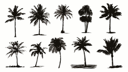 Naklejka premium Tropical Palm Tree Silhouettes Collection for Design Projects