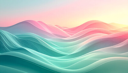 Abstract Colorful Wavy Landscape: Pastel waves of vibrant colors create a mesmerizing visual, evoking serenity and artistic expression