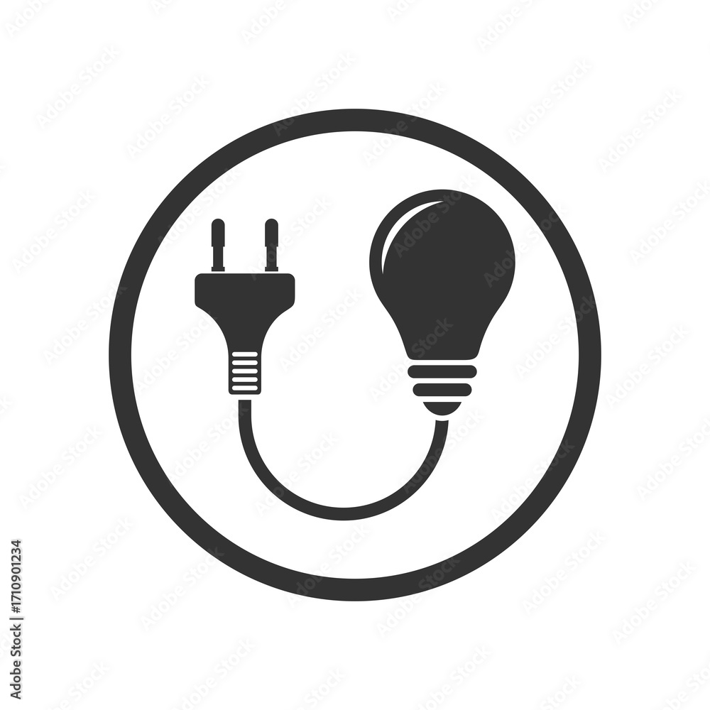 Poster plug in and light bulb icon isolated on transparent background