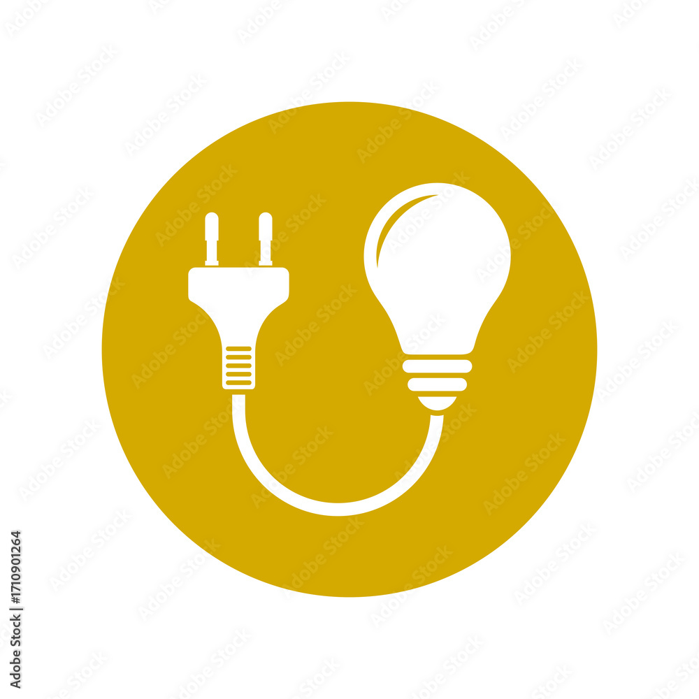 Poster plug in and light bulb icon isolated on transparent background