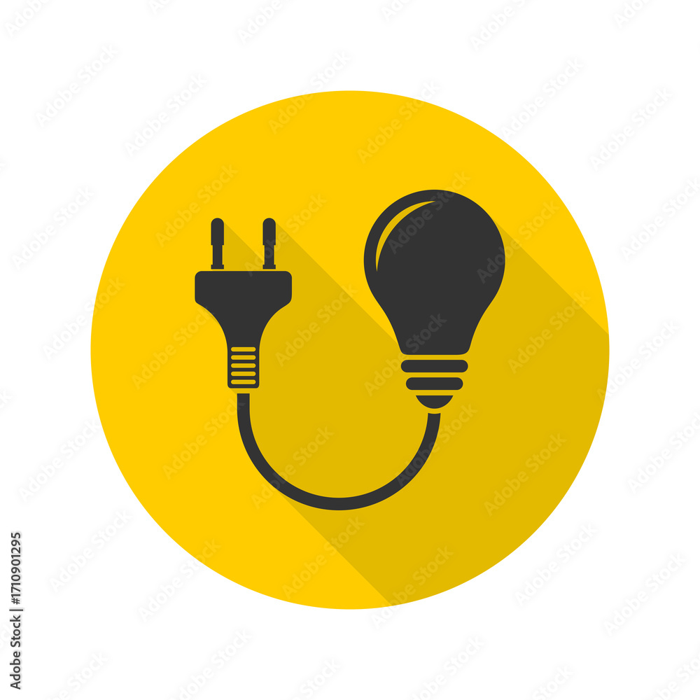 Poster plug in and light bulb icon isolated on transparent background