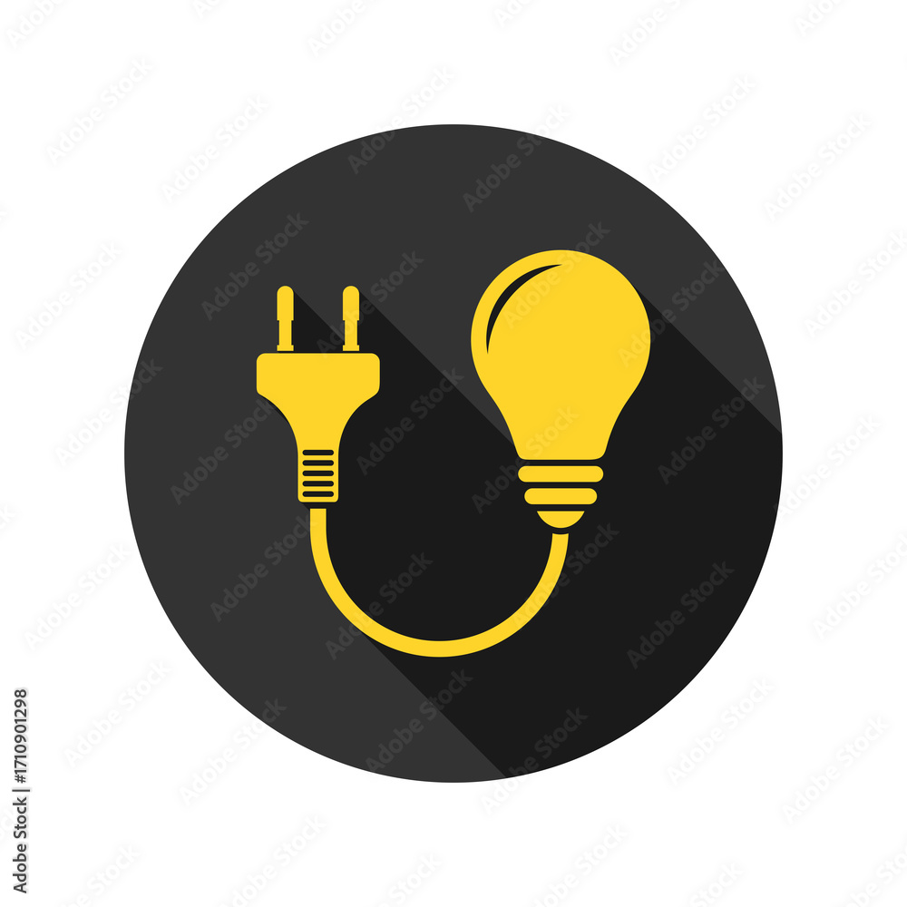 Poster plug in and light bulb icon isolated on transparent background
