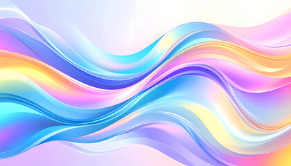 Rainbow Wave: A mesmerizing digital artwork showcases an abstract composition of flowing, iridescent waves in a vibrant spectrum of colors, creating a sense of movement and artistic expression.