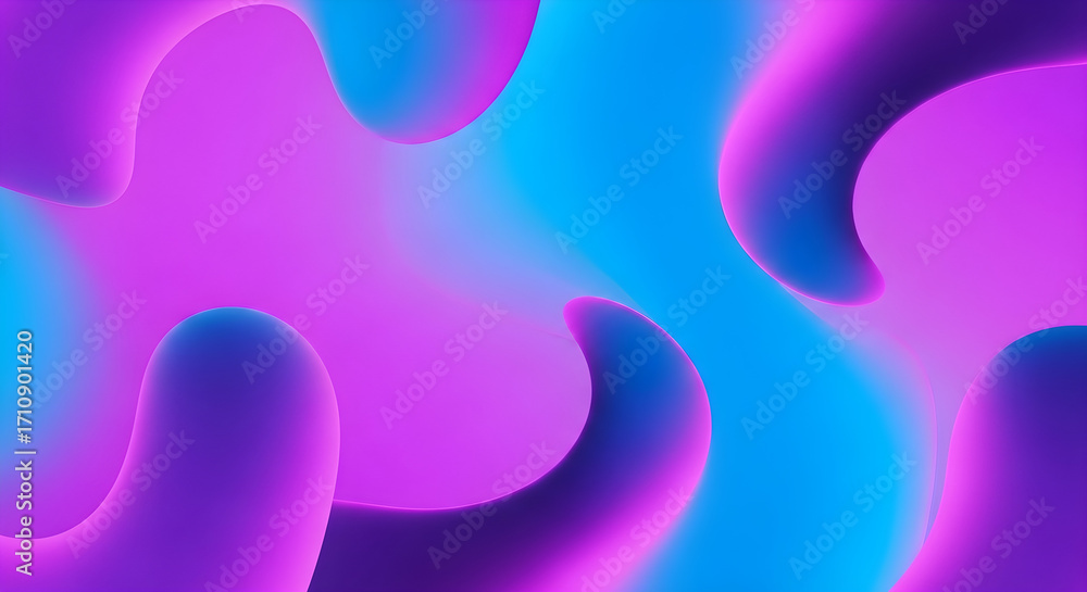 Poster abstract background with flowing organic shapes in vibrant purple and cyan gradients.