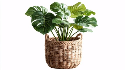 Obraz premium Minimalist Fiddle Leaf Fig Plant in Black Pot on Wooden Floor