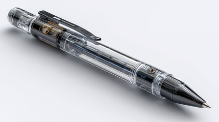 Transparent Mechanical Pen on White Background