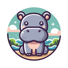 
hippo illustration design