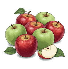 drawing, fruit, illustration, food, vector, organic, design, leaf, apple, summer, art, fresh, healthy, set, graphic, isolated, vegetarian, vitamin, sketch, icon, nature, diet, collection, drawn, line,