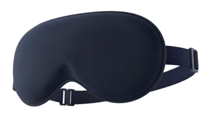 Black Sleep Mask with Adjustable Strap for Comfortable Rest and Light Blocking on Transparent Background