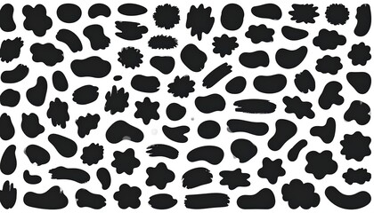 Fototapeta premium A collection of diverse, bold, and expressive hand-drawn shapes in a striking black and white design.