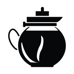 Stylish black silhouette of a coffee pot for cafes restaurants and beverage services modern design