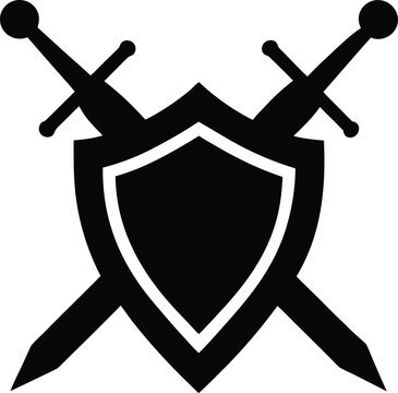 shield and swords silhouette vector icon,vector icon