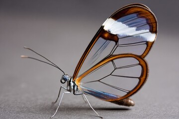 White and black vector illustrations of a butterfly insect with satellite antenna design