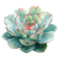 Naklejka premium Watercolor vector illustration of Echeveria, isolated on white background.