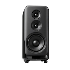 Obraz premium High-fidelity loudspeaker transparent background : A modern loudspeaker, with its sleek design, a testament to cutting-edge audio technology, delivering unparalleled sound reproduction