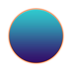 Modern gradient circle button icon with vibrant teal blue color and orange border for web design