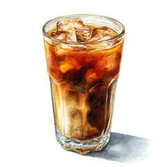 A watercolor painting of Cold Brew Coffee, vector illustration on white background.