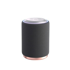 black smart Speaker transparent background: A sleek, modern smart speaker rests on a surface, blending technology and design. This image encapsulates the essence of home automation and convenience.