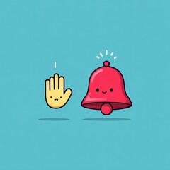 Playful onboarding: friendly hand-shaped cursor high-fiving a smiling notification bell 